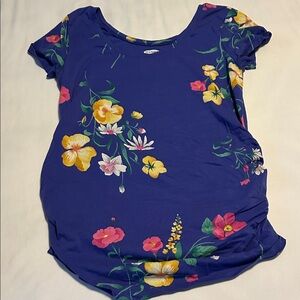 Old Navy Floral Short Sleeve Top - Purple and Yellow